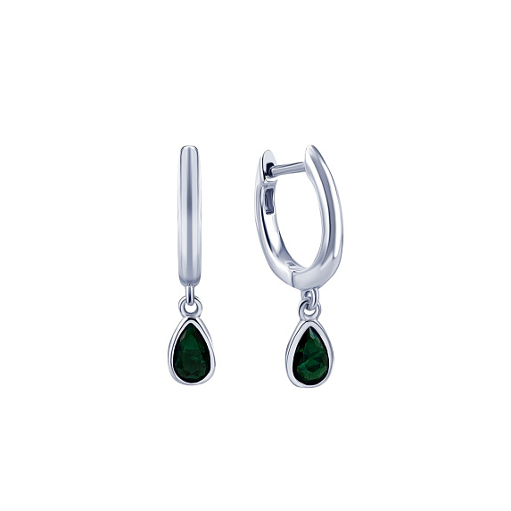 Серьги серебро 925 висячие серебряные конго с камнями Miestilo