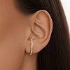 Серьги скобы с белыми фианитами в огранке багет Miestilo
