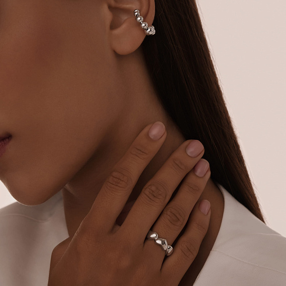 Серебряное кольцо сердца Miestilo