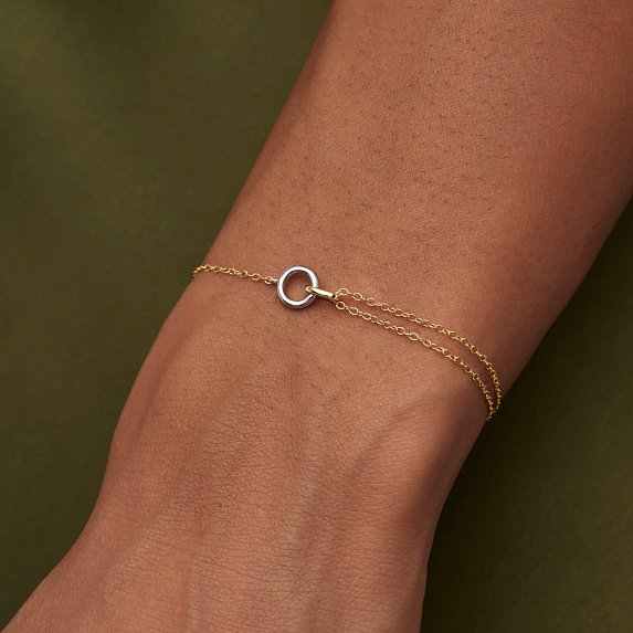 Серебряный браслет биколор с кольцом Miestilo
