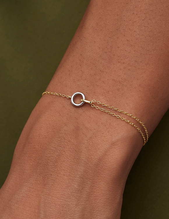 Серебряный браслет биколор с кольцом Miestilo