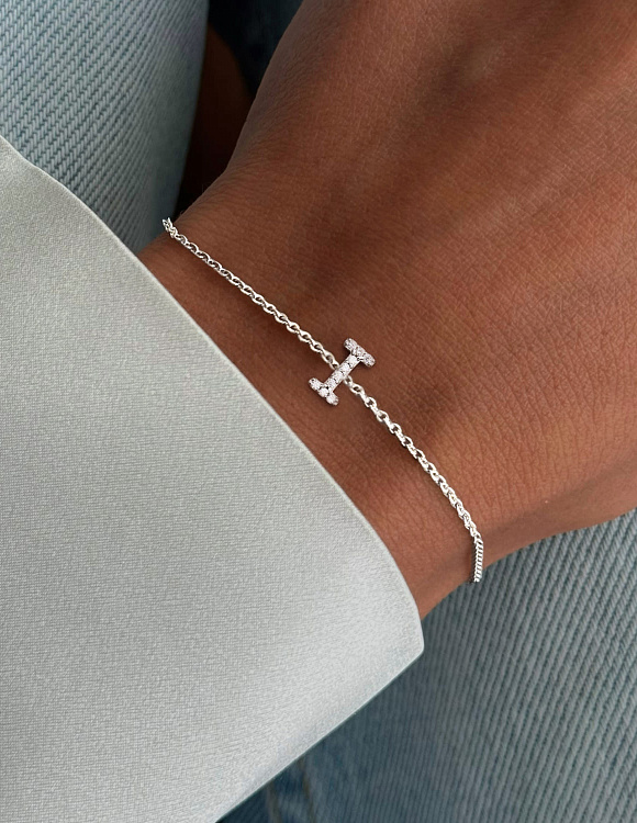 Серебряный браслет с буквой I MIESTILO Miestilo