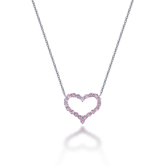 Серебряная подвеска на шею в форме сердца MIESTILO с розовыми фианитами Miestilo