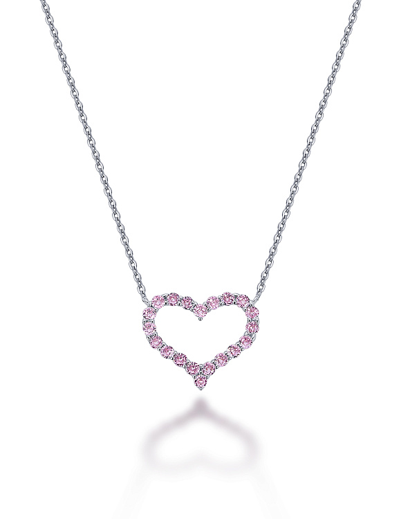 Серебряная подвеска на шею в форме сердца MIESTILO с розовыми фианитами Miestilo  2