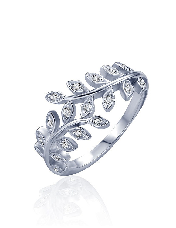 Серебряное кольцо с фианитами в форме веточки MIESTILO Miestilo  2