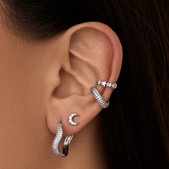 Серьги серебро 925 серебряные гвоздики луна Miestilo