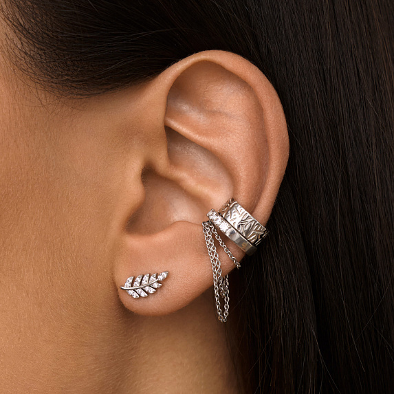 Серьга кафф серебро 925 моносерьга серебряная одиночная Miestilo