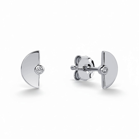 Серебряные серьги гвоздики с фианитами полусфера Miestilo
