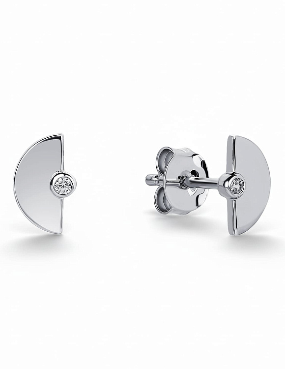 Серебряные серьги гвоздики с фианитами полусфера Miestilo  2
