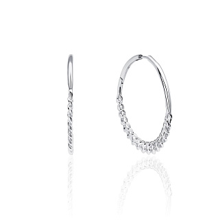 Серебряные крупные серьги кольца с декоративной цепью MIESTILO  Miestilo