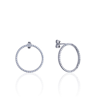 Серебряные акцентные пусеты с кругом из фианитов MIESTILO  Miestilo