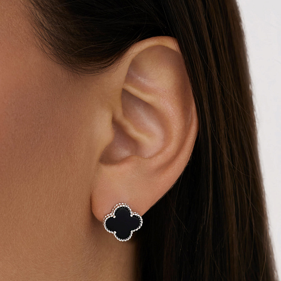 Серьги серебро 925 серебряные van cleef клевер Miestilo