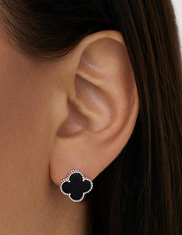 Серьги серебро 925 серебряные van cleef клевер Miestilo