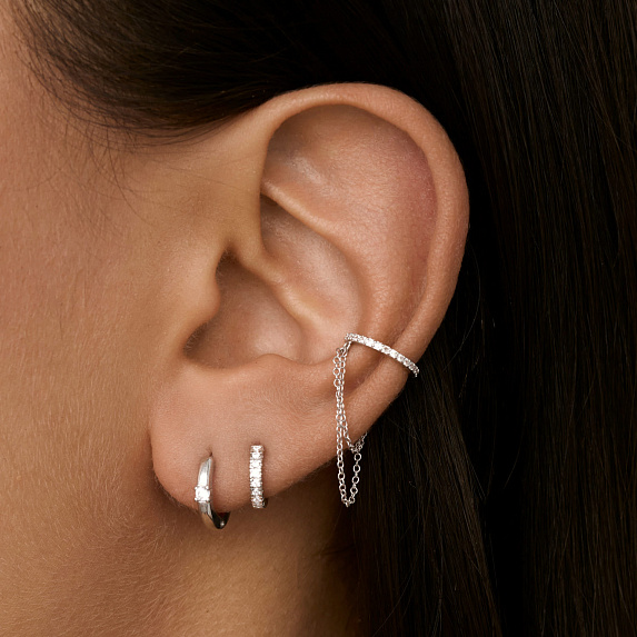 Серьги кольца серебро 925 женские конго с камнями Miestilo