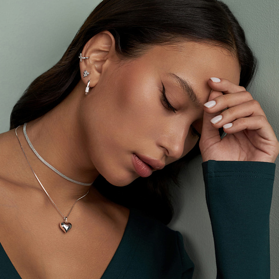 Серьги серебро 925 серебряные гвоздики женские сердечки Miestilo