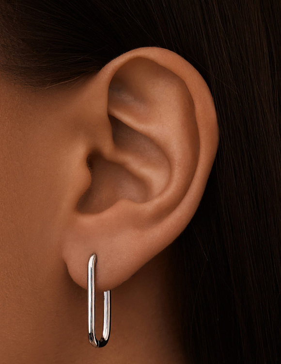 Овальные серебряные серьги с английским замком Miestilo