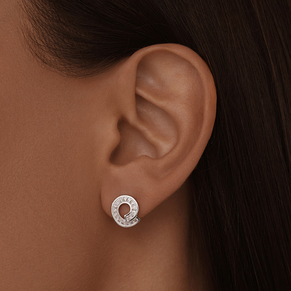 Серебряные серьги гвоздики с фианитами Miestilo