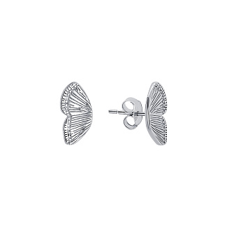 Серебряные серьги гвоздики, крылья бабочки Miestilo