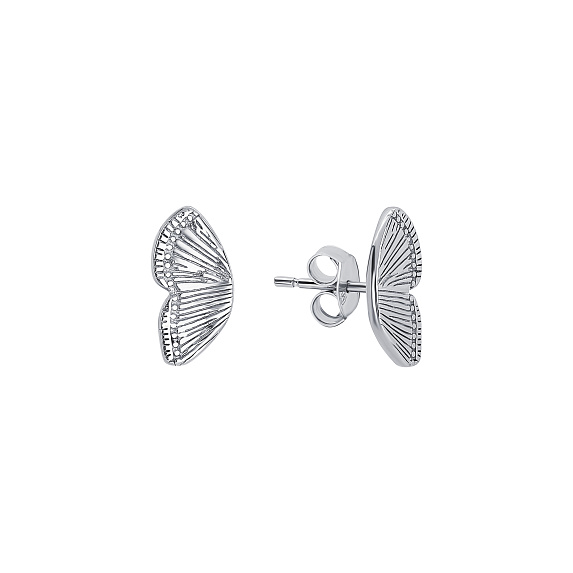 Серебряные серьги гвоздики, крылья бабочки Miestilo