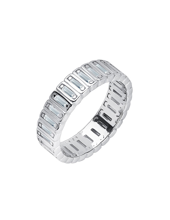 Широкое серебряное кольцо с дорожкой из фианитов в огранке багет MIESTILO  Miestilo  2