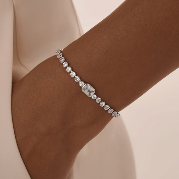 Серебряный браслет с фианитами Miestilo