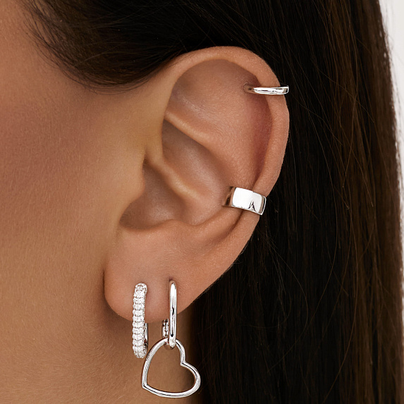 Серебряные серьги конго с фианитами Miestilo