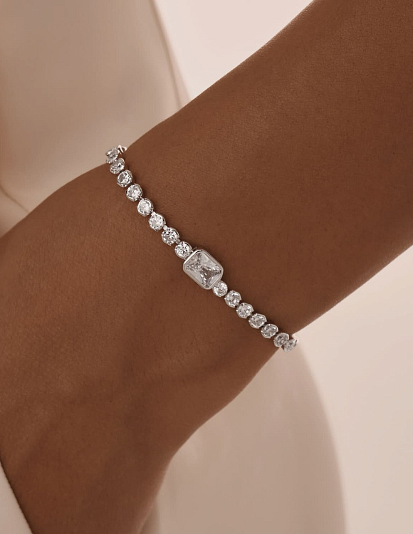 Серебряный браслет с фианитами Miestilo