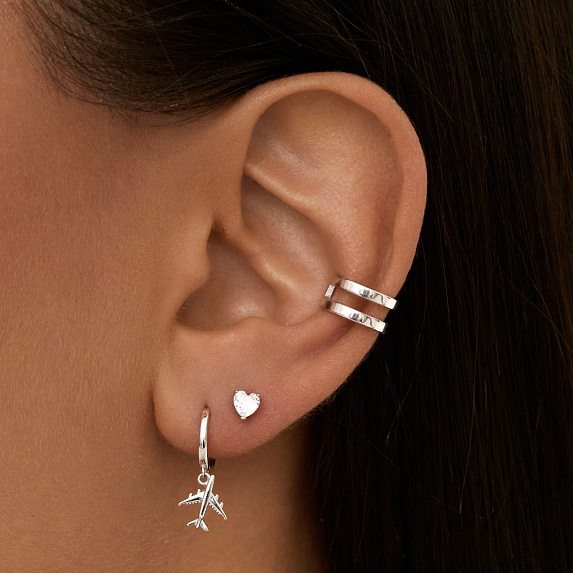 Серебряные серьги кольца самолет Miestilo