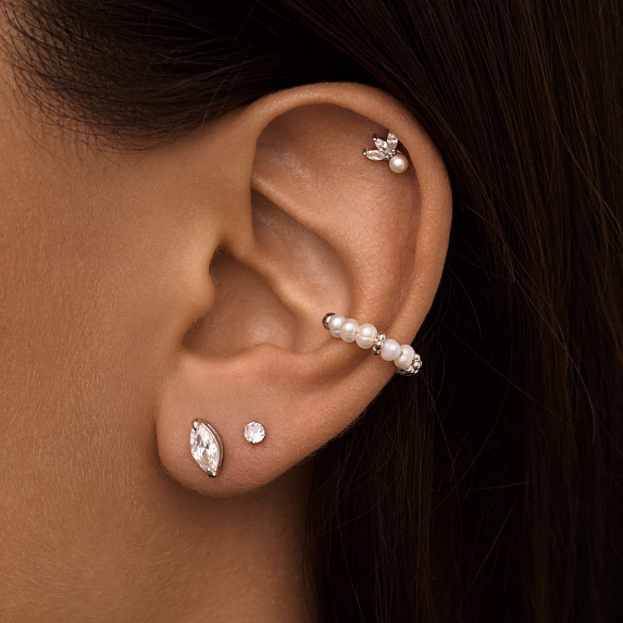 Серебряные серьги гвоздики с фианитом D3 Miestilo