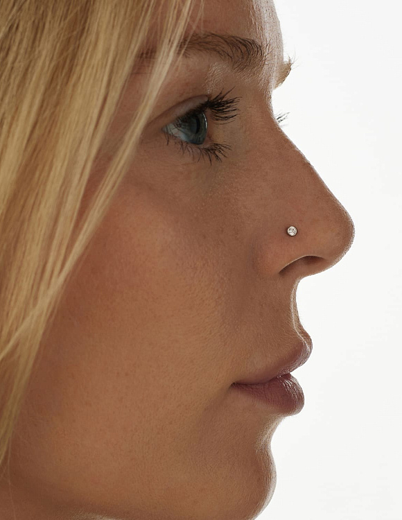 Пирсинг в нос серебро 925 гвоздик Miestilo