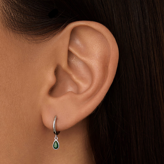 Серьги серебро 925 висячие серебряные конго с камнями Miestilo