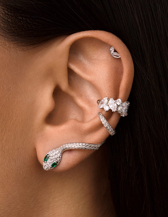 Моносерьга серебро 925 серьга кафф серебряная змея Miestilo