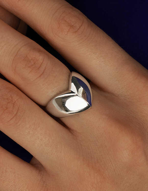 Серебряное регулируемое кольцо в форме сердца MIESTILO Miestilo