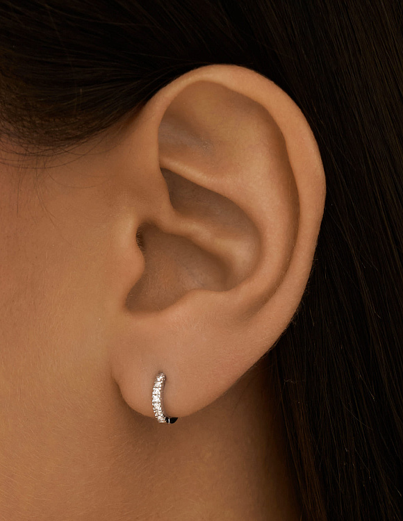 Серьги кольца серебро 925 серебряные конго с фианитами Miestilo