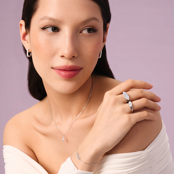Серебряное кольцо с россыпью фианитов Miestilo