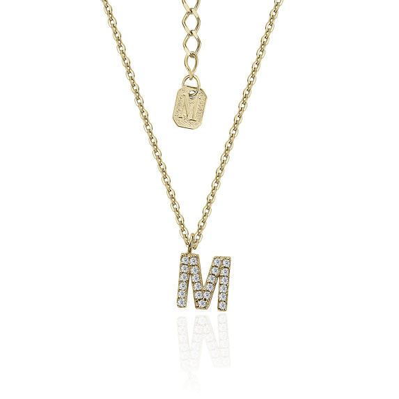 Серебряное колье  в покрытии желтое золото  с буквой М MIESTILO Miestilo