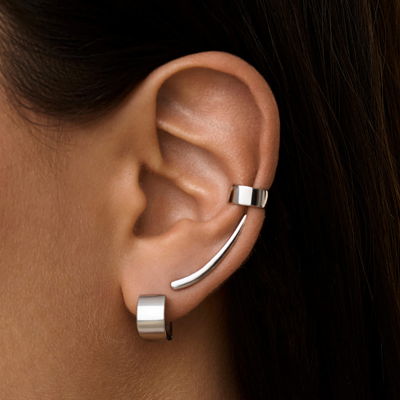 Серьги кольца серебро 925 широкие маленькие колечки Miestilo