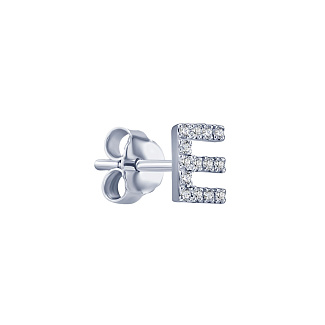 Моносерьга серебро 925 гвоздик c буквой Е Miestilo
