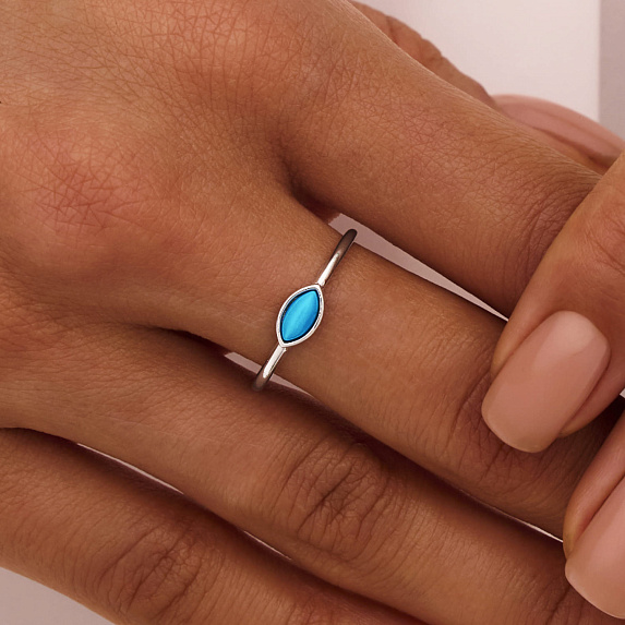 Серебряное кольцо с искуственной бирюзой Miestilo