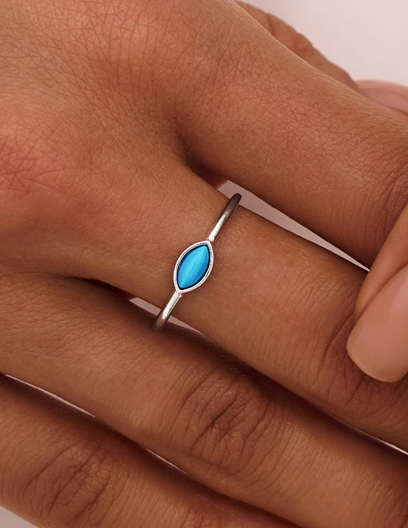 Серебряное кольцо с искуственной бирюзой Miestilo