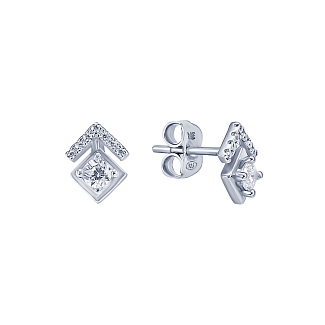 Серьги серебро 925 серебряные гвоздики с камнями квадратные Miestilo