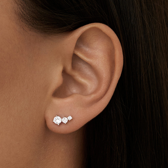 Серьги серебро 925 серебряные гвоздики женские с фианитами Miestilo
