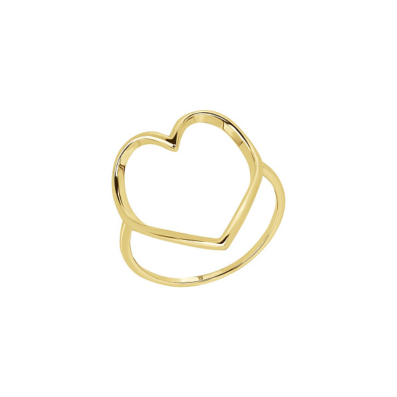 Кольцо серебро 925 сердечко ювелирное тонкое в позолотое Miestilo