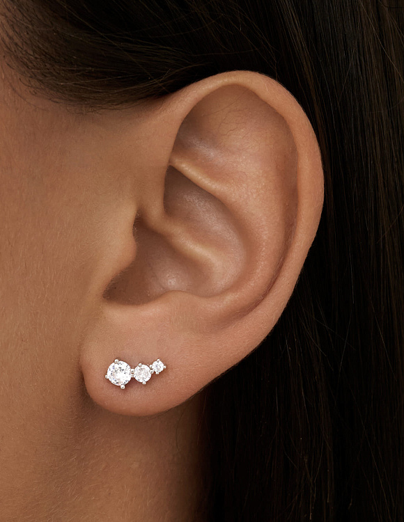 Серебряные пусеты с фианитами MIESTILO  Miestilo