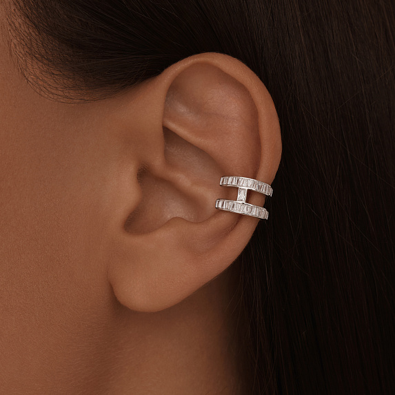 Серебряный кафф с фианитами Miestilo