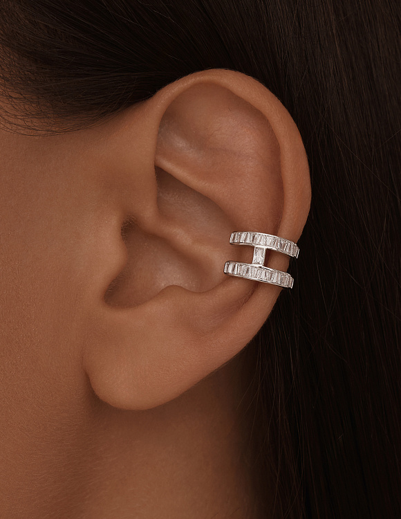 Серебряный кафф с фианитами Miestilo