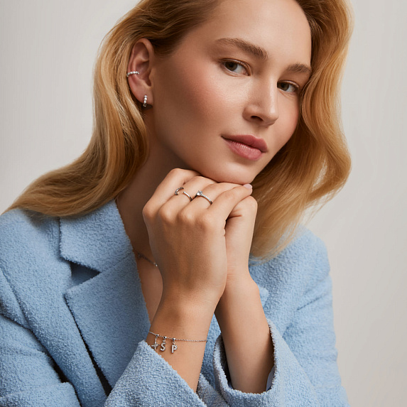 Серебряный шарм с фианитами буква S Miestilo