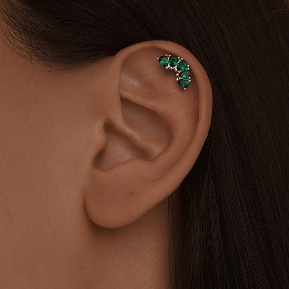 Серебряный пирсинг с фианитами MIESTILO Miestilo