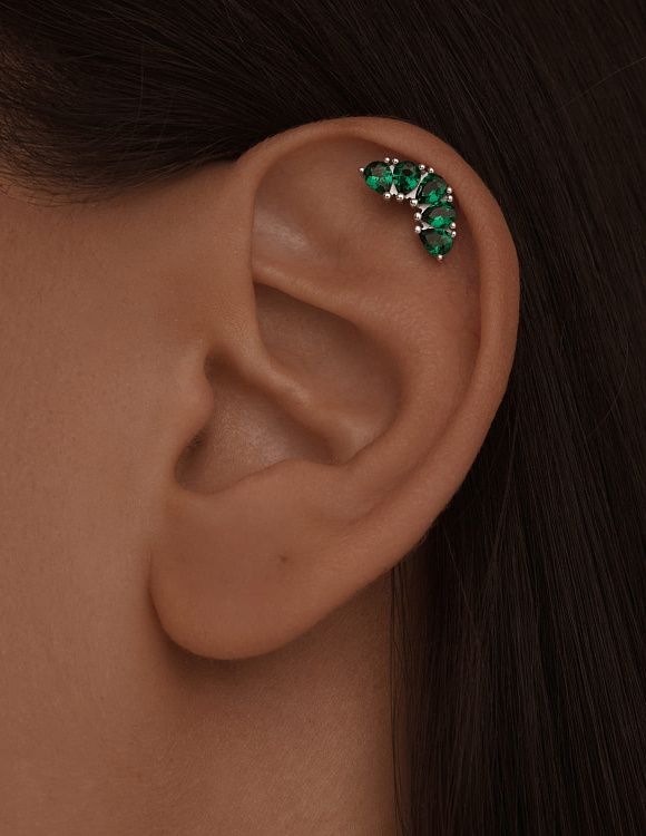 Серебряный пирсинг с фианитами Miestilo