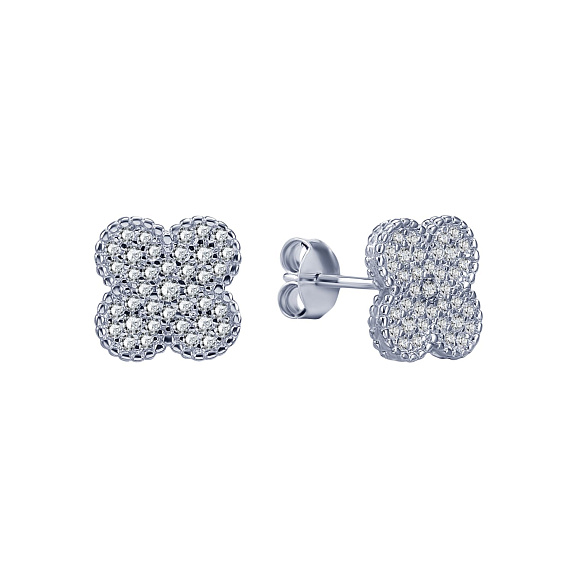 Серьги серебро 925 серебряные гвоздики клевер Miestilo